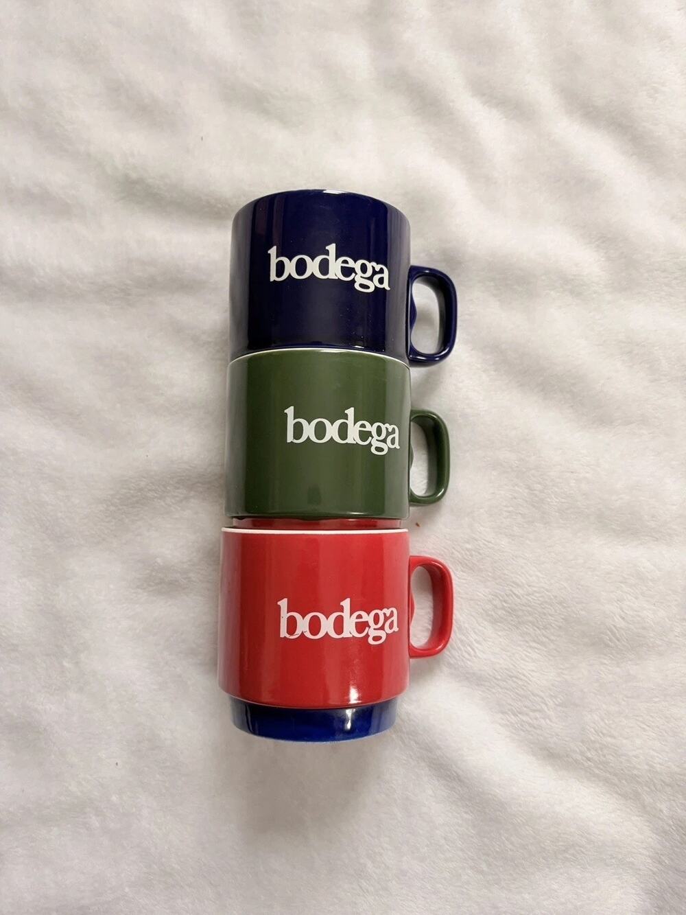 Bodega Stackable Mugs Set of 3 Ceramic Cups for Coffee Tea Hot Chocolate